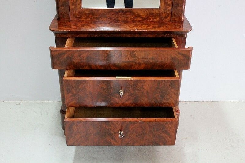 Furniture Rare Small Secretary Convenient Restoration, 19th Century photo