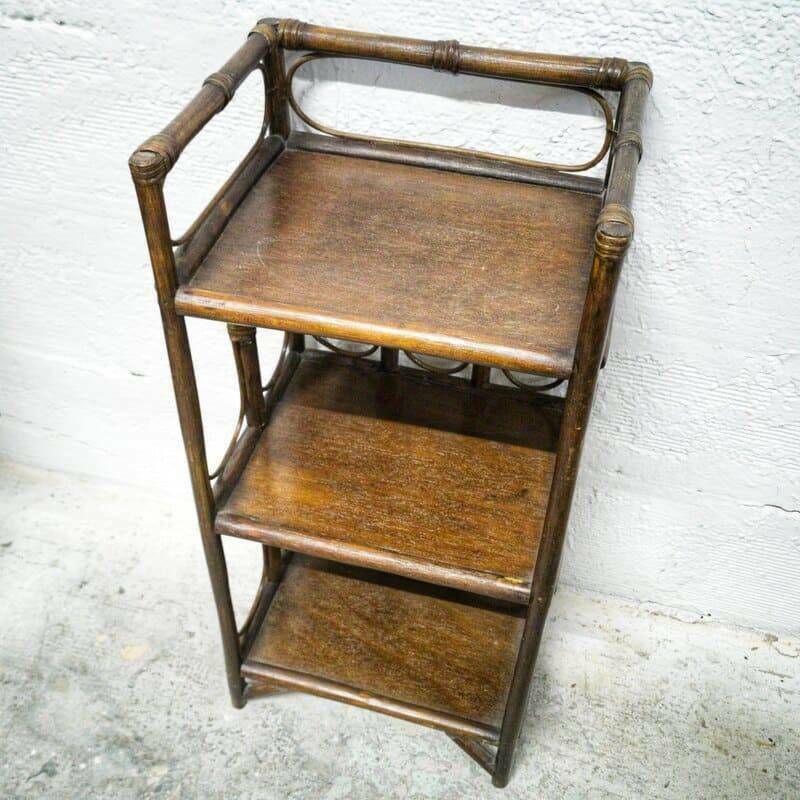 Small Rattan And Wood Shelf, Boho photo Furniture