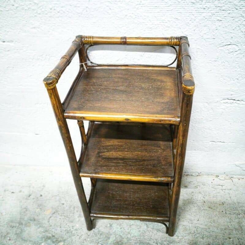 Furniture Small Rattan And Wood Shelf, Boho photo