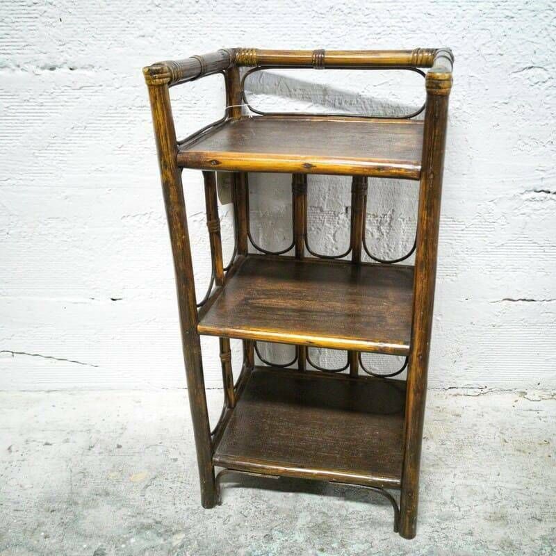 50.0 Small Rattan And Wood Shelf, Boho photo