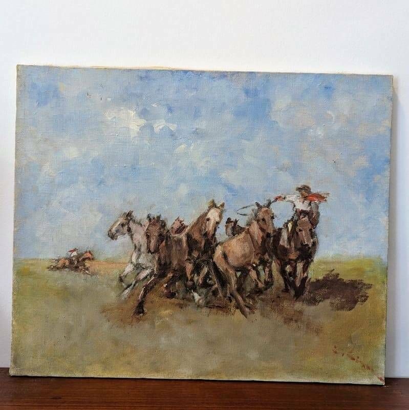 Oil On Canvas "Wild Horses" photo furniture