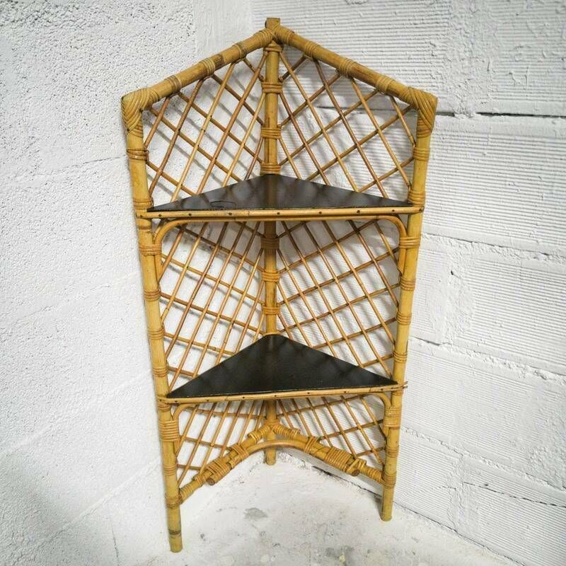 Rattan Corner Shelf, Boho photo buy