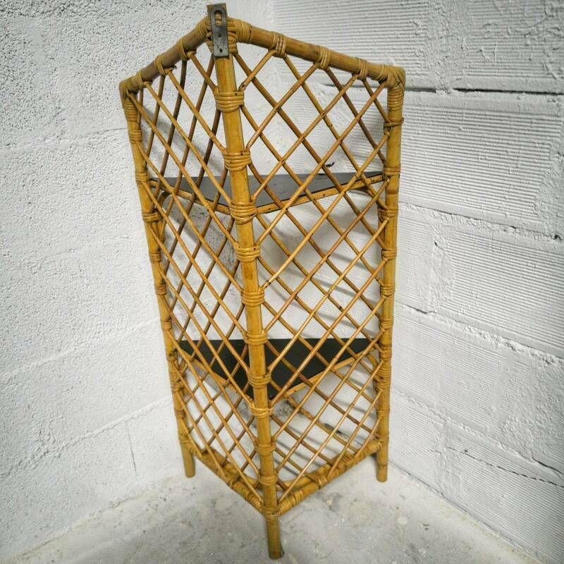 photo furniture Rattan Corner Shelf, Boho