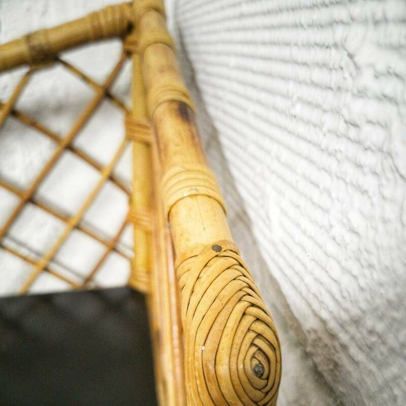 Furniture Rattan Corner Shelf, Boho photo