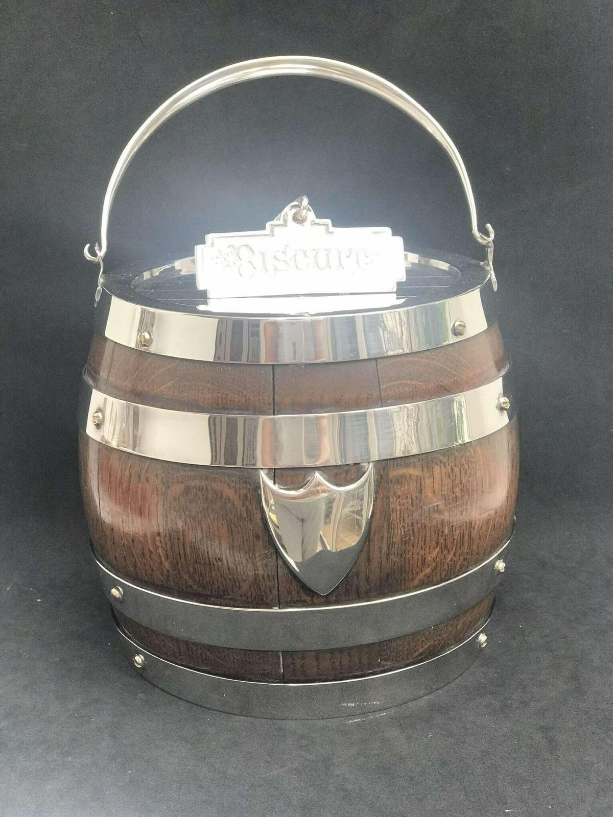Biscuit Barrel Victoriaans Engels Eiken En Verzilverd – Ijsemmer Of Koekjestrommel – Brits Antiek photo furniture