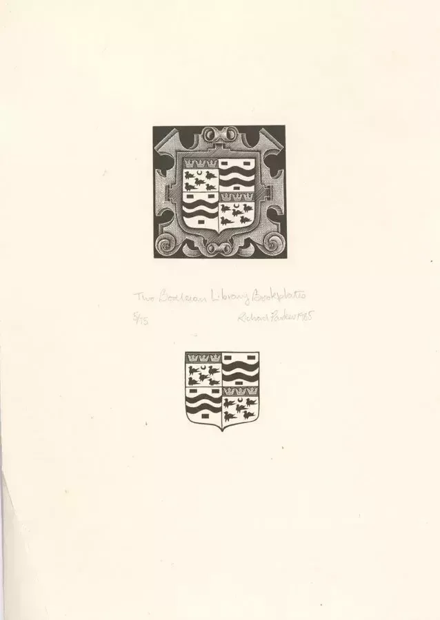Richard Parker   1985 Woodcut, The Bodleian Library Bookplate photo for sale