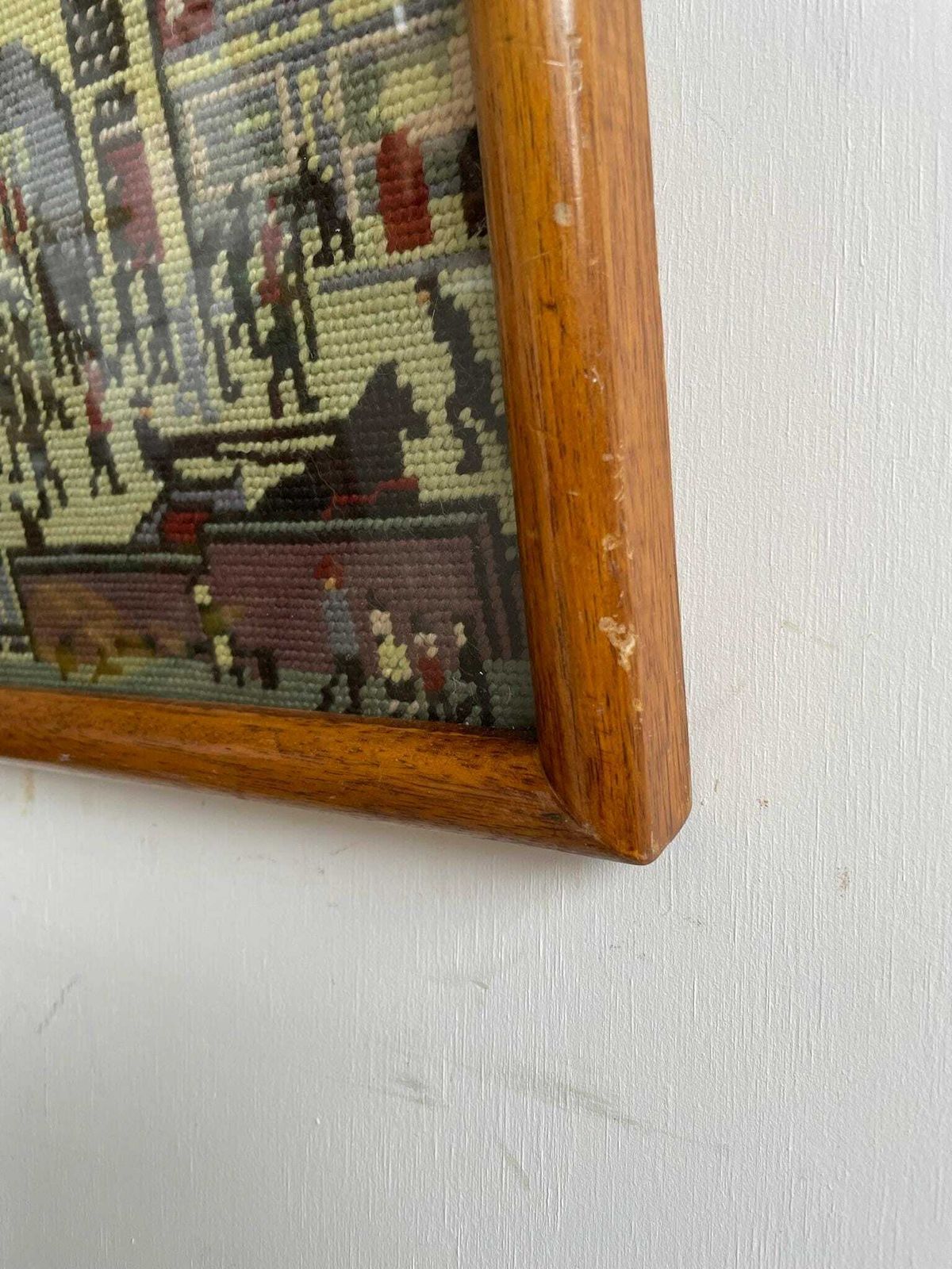 Needlework Retro Framed Ls Lowry Art In A Chunky Wooden Frame ‘Coming From The Mill’ photo Art
