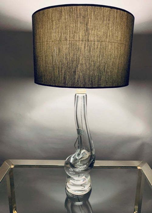 1950s Belgium Val St Lambert Clear Crystal Glass "Swan" Table Lamp photo buy