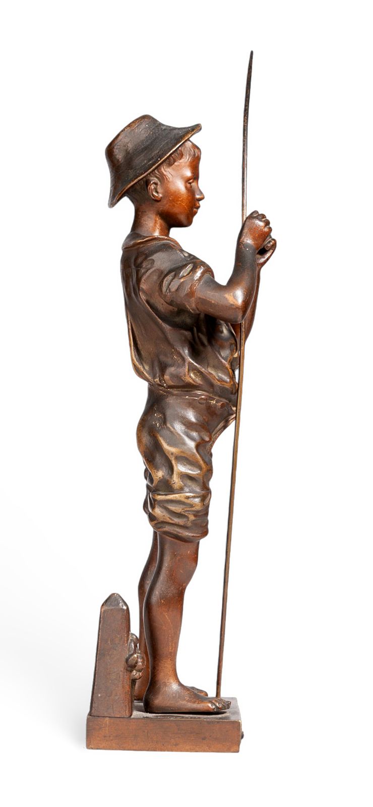 1890s Belle époque Bronze Sculpture Of A Young Fisherman 'Pêcheur' By The Sculptor Adolphe Jean Lavergne, France photo for sale