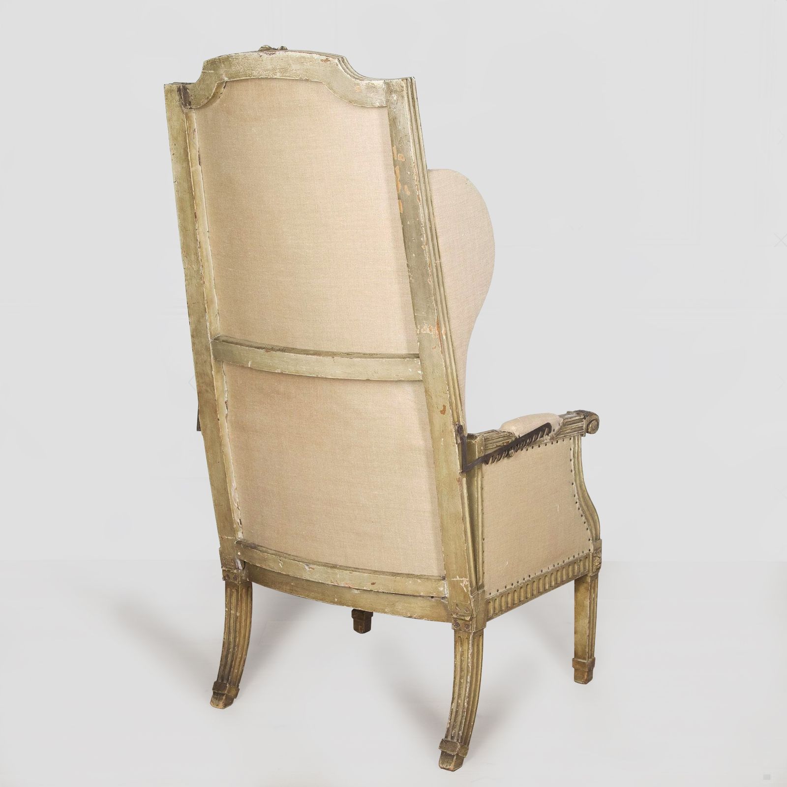 French 19th Century Reclining Wing Chair photo vintage