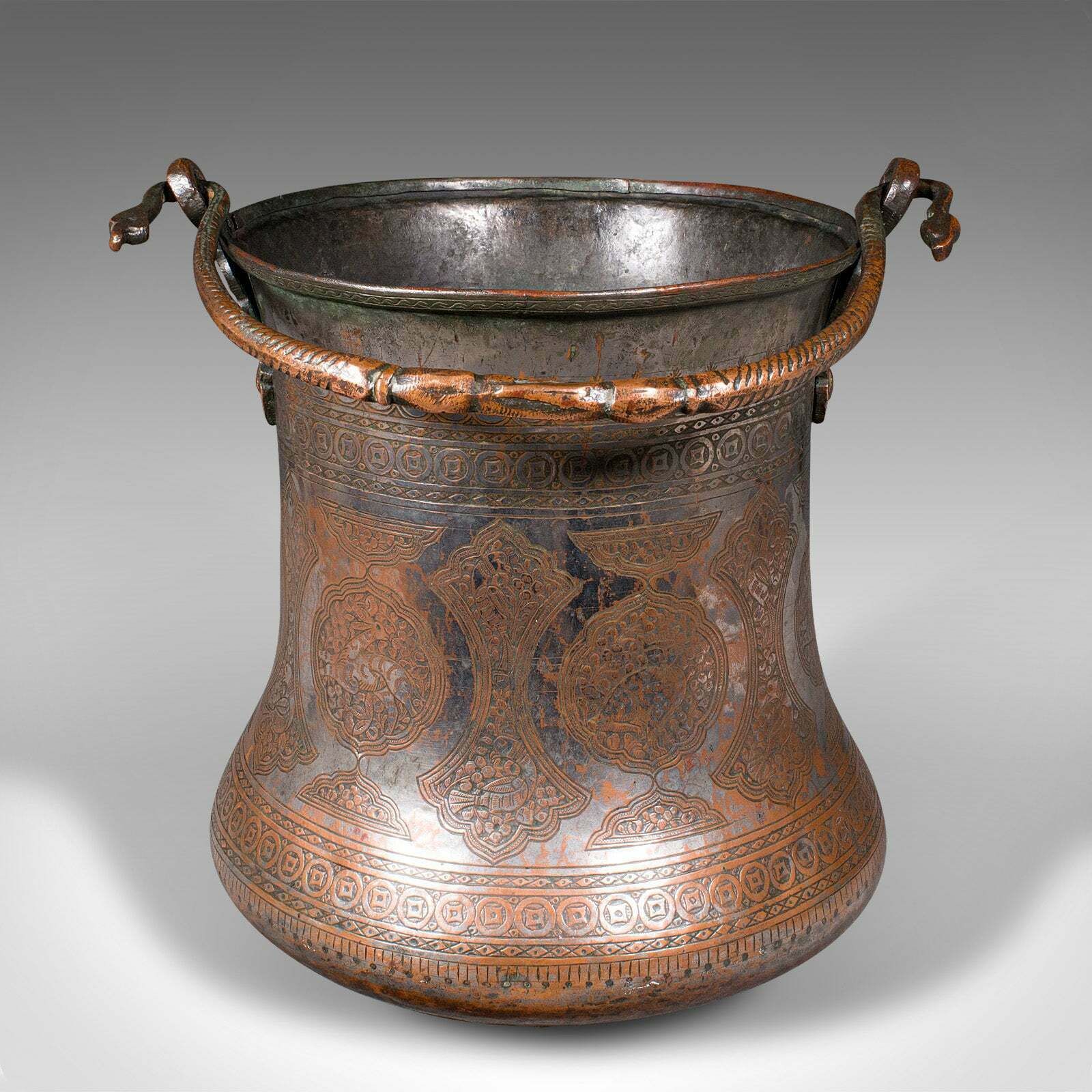 Antique Water Bucket, Burmese, Silvered Copper, Fireside Store, Georgian, C.1800 photo 985.0