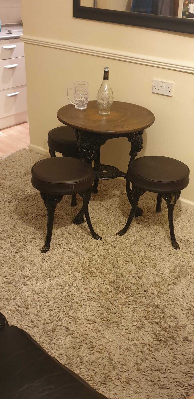 Antique Britannia Table, English, Cast Iron, Beech, Garden, Outdoor