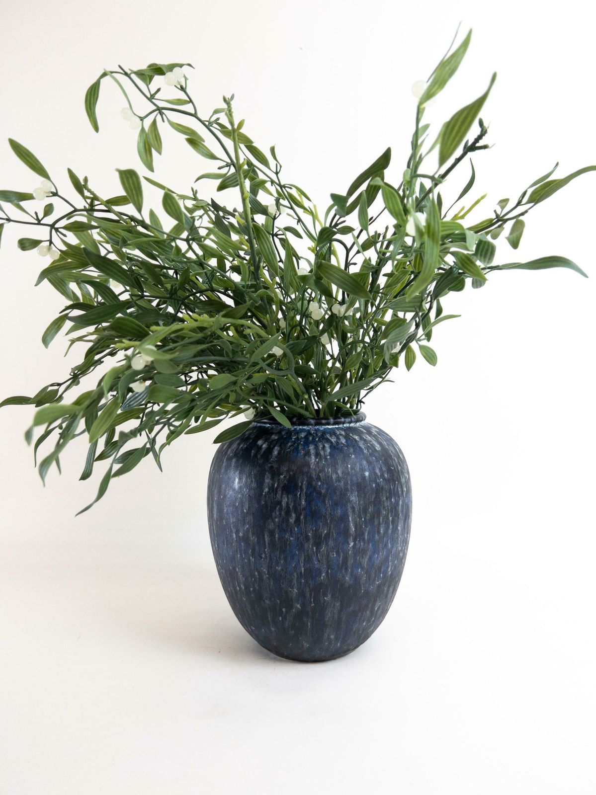 West German Pottery Vase By Steuler   Large Modern Blue Black Round Vase photo Home Decor