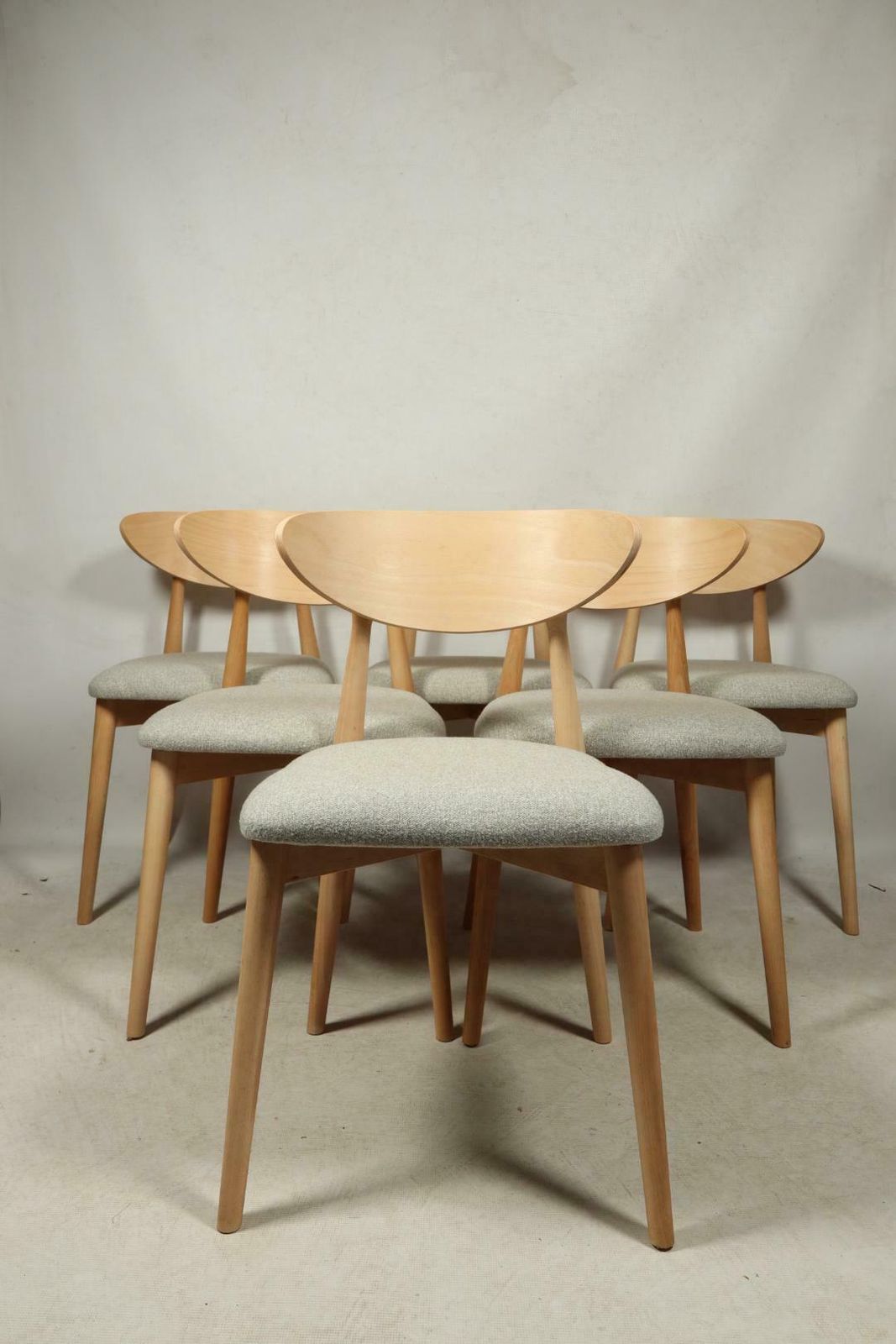 Dining Chairs Scandinave Design Natural Lin Beige Fabric Hand Crafted Plywood Personalization Fabrics Colors Of Fabric