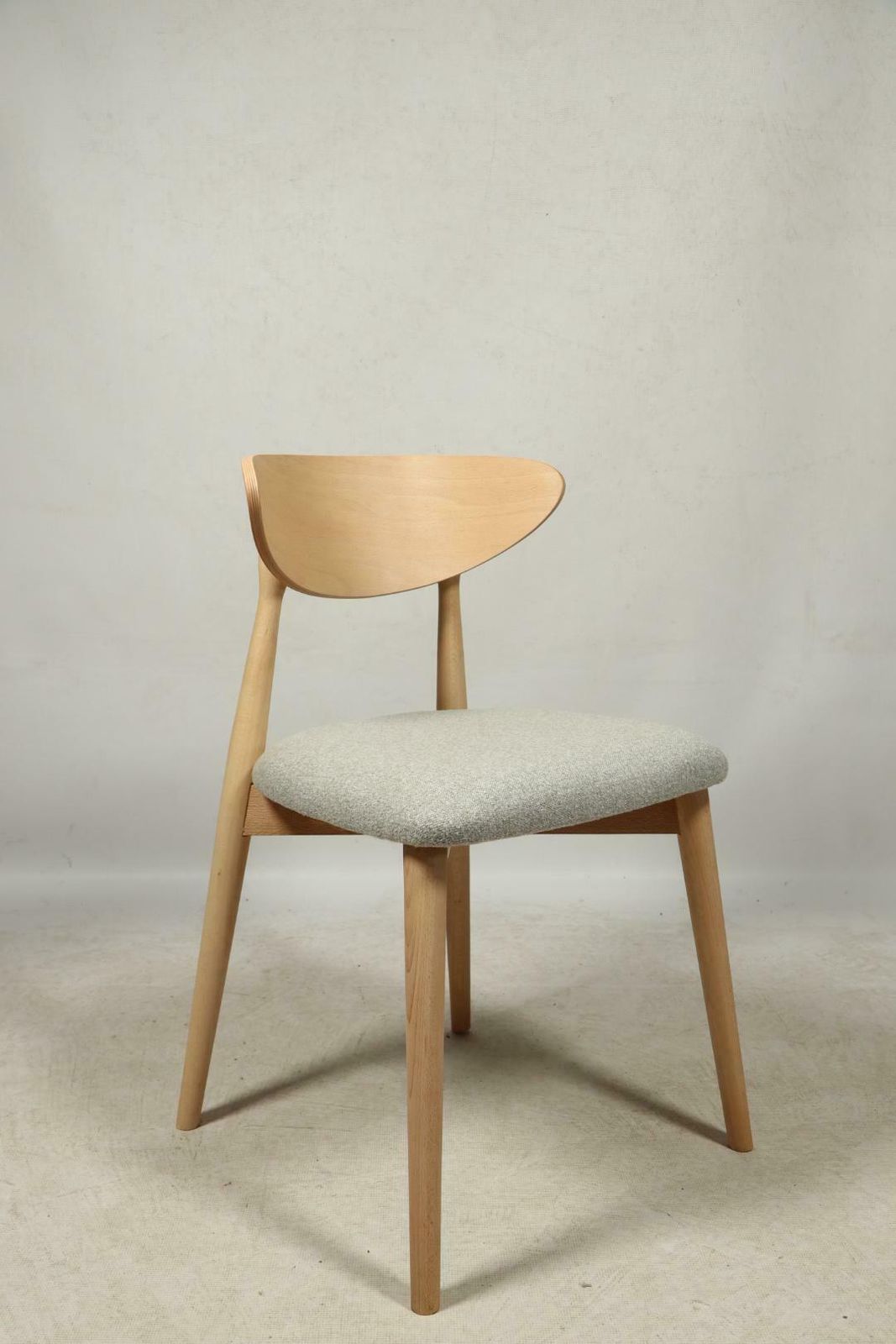 Dining Chairs Scandinave Design Natural Lin Beige Fabric Hand Crafted Plywood Personalization Fabrics Colors Of Fabric photo for sale