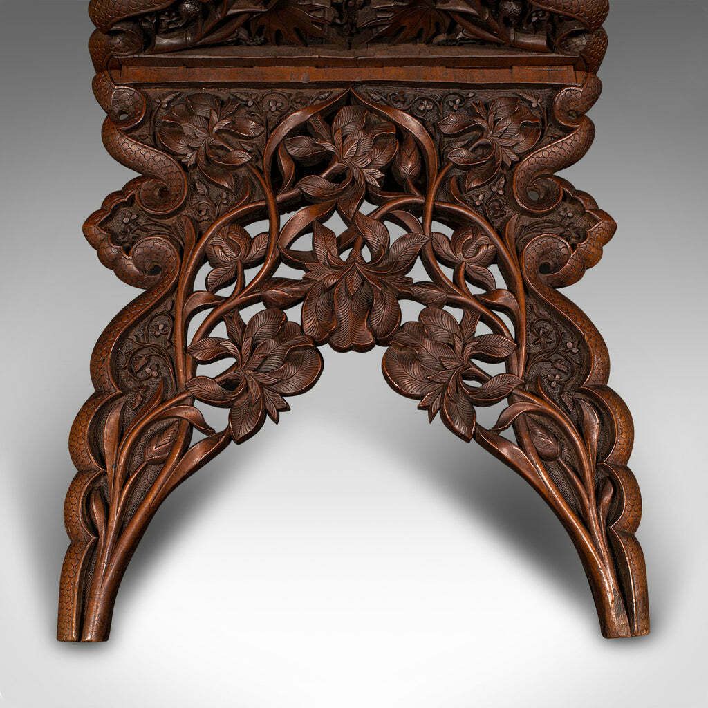 Antique Club Lounge Magazine Stand, Burmese, Teak, Folding Book Rack, Victorian photo buy