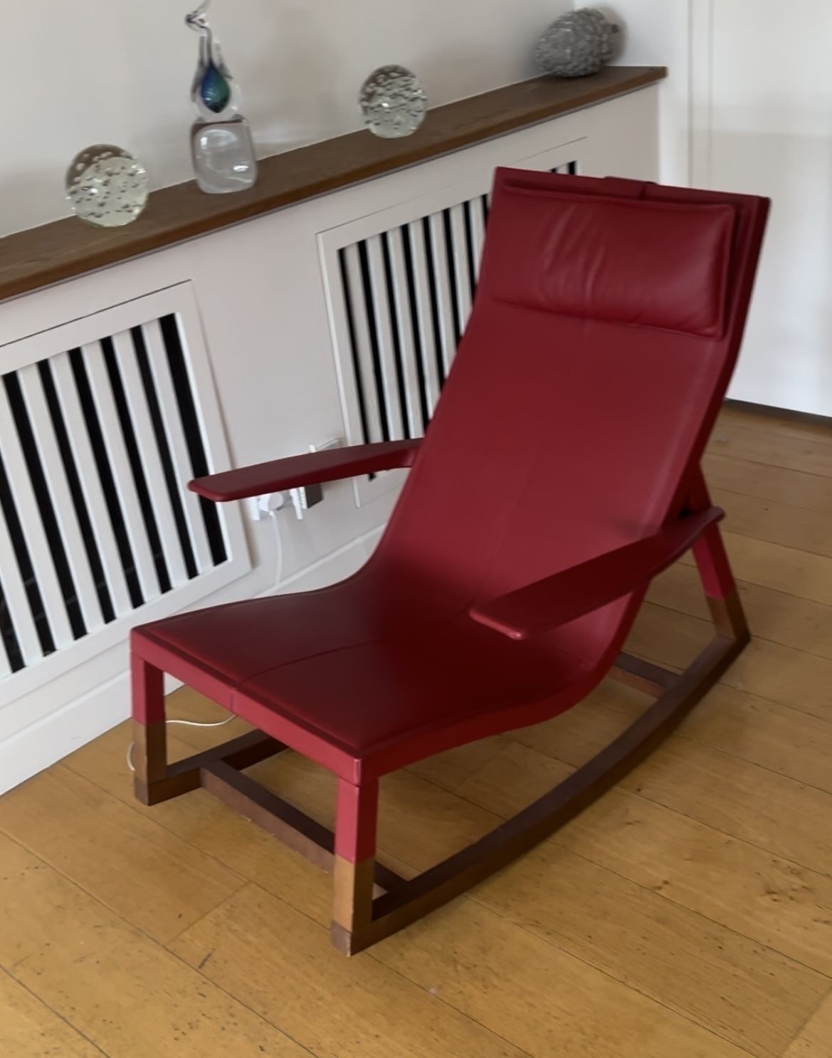 Red Leather Rocking Chair (Don'do By Jean Marie Massaud For Poltrona Frau)