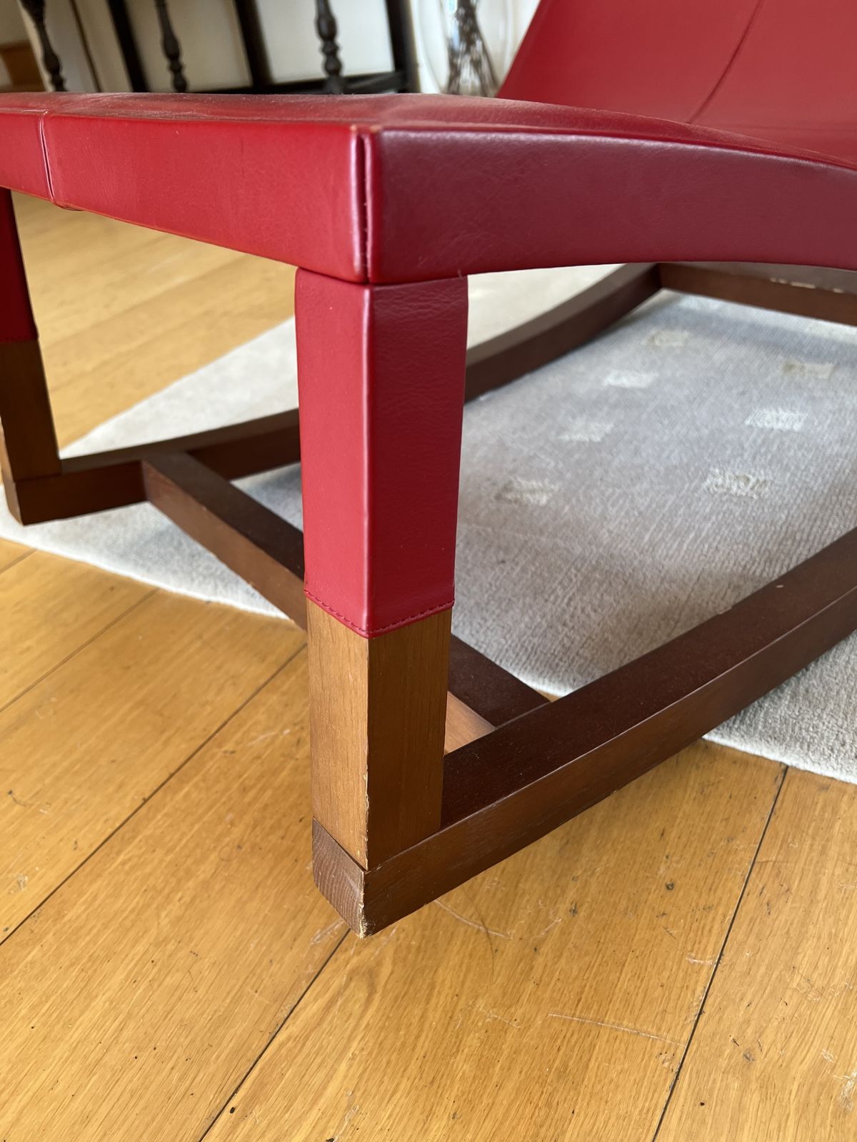 photo vinterior Red Leather Rocking Chair (Don'do By Jean Marie Massaud For Poltrona Frau)