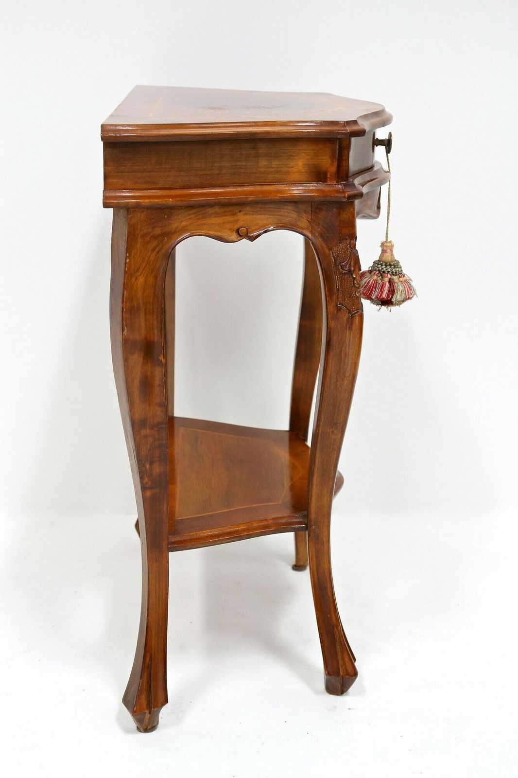 photo buy Pair Of Baroque Style Nightstands/ Console Tables, Nutwood Carved, It Ca. 1950