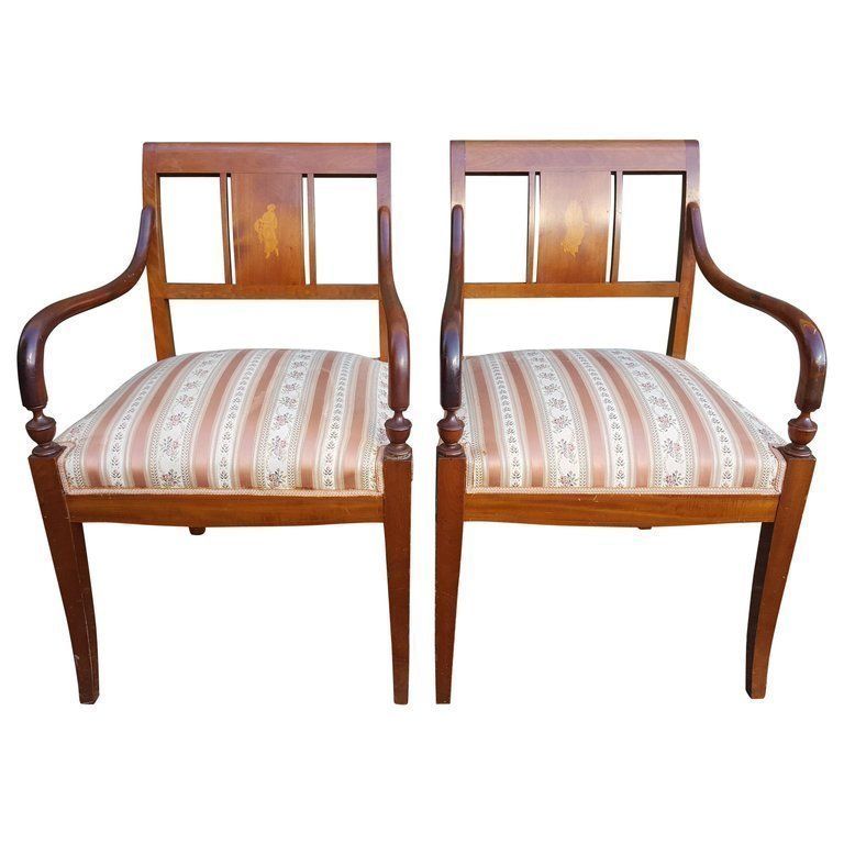 Art Deco Carver Chairs Biedermeier Swedish Antique Early 1900s Marquetry Inlays