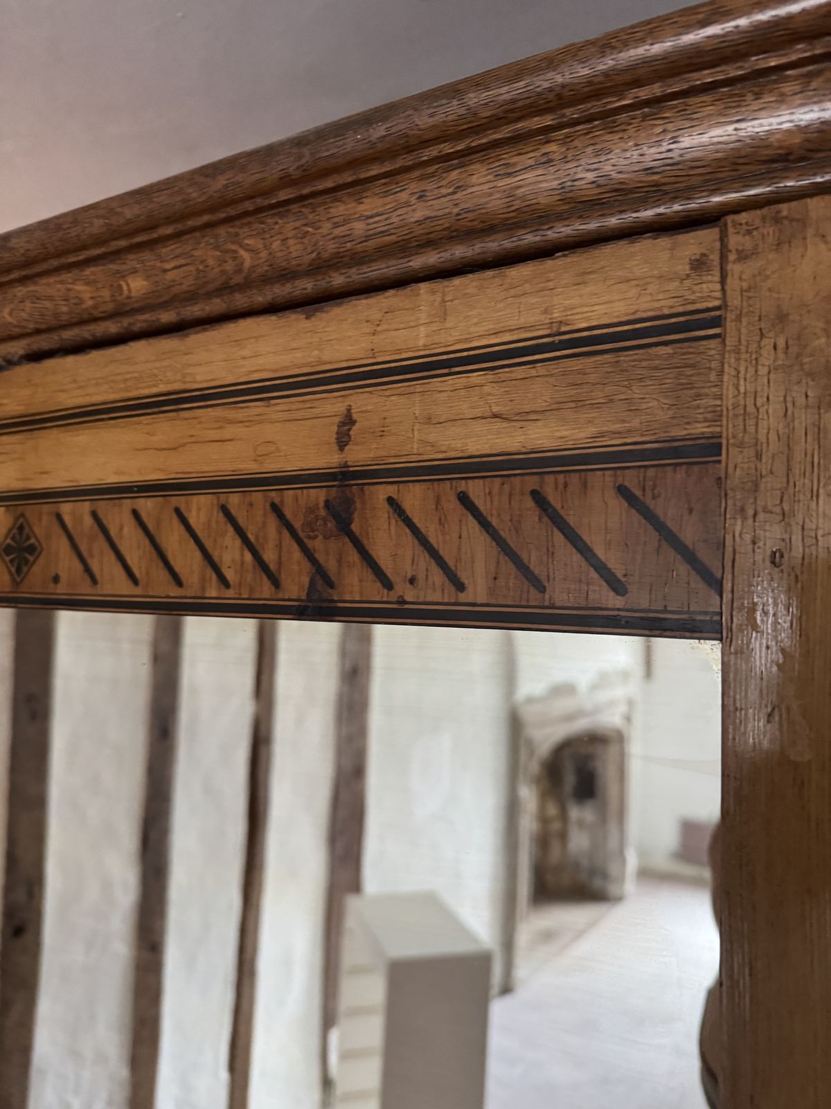 Large Pine Wardrobe With Mirrored Doors, Drawers & Marquetry photo furniture