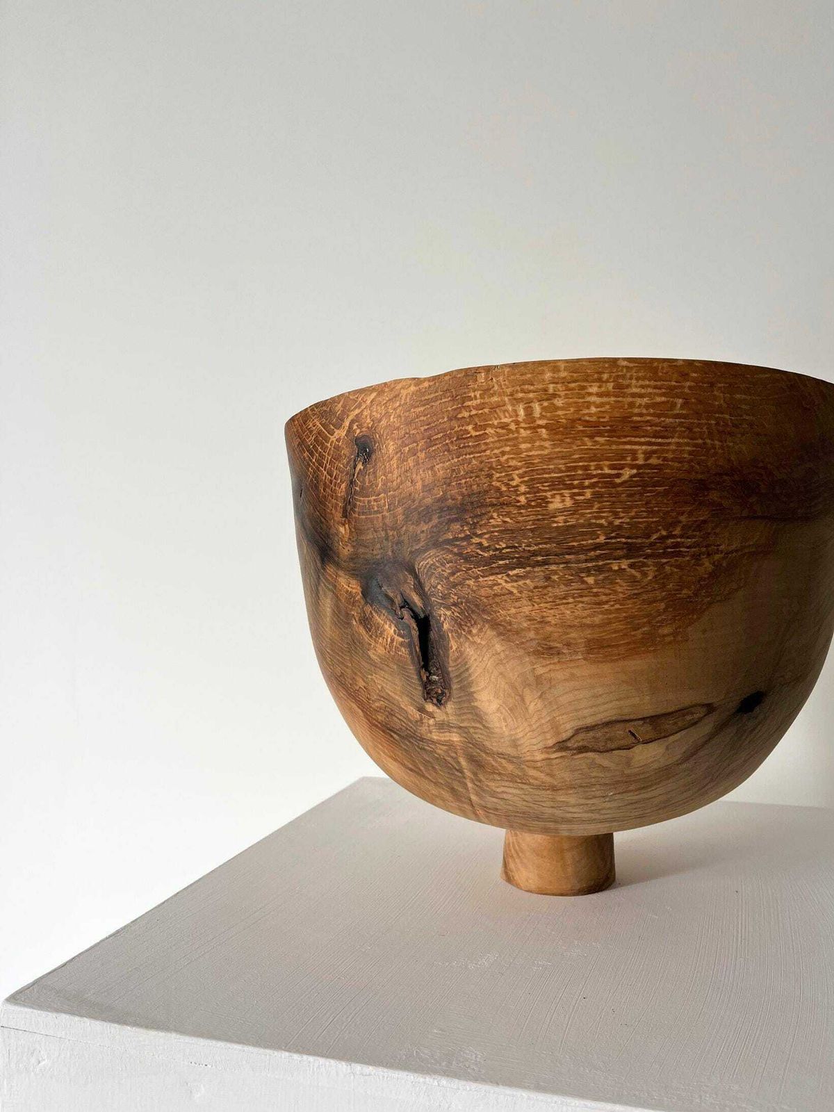 Large Sculptural Wooden Bowl Vessel In Solid Olive Ash Wood photo Art