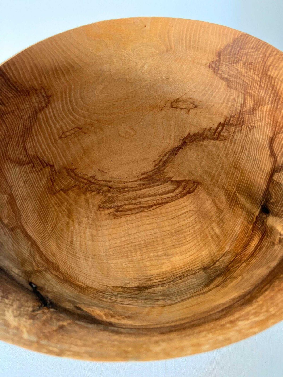 Large Sculptural Wooden Bowl Vessel In Solid Olive Ash Wood photo vinterior