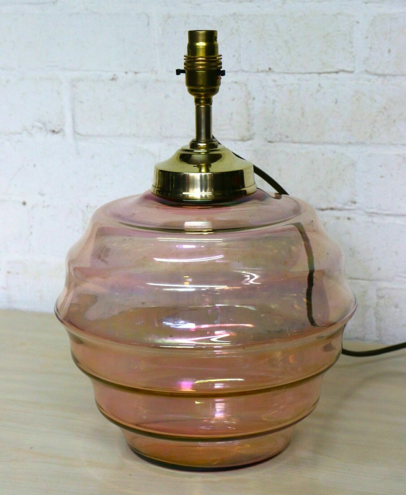 Antique Table Lamp Art Deco Lustre Pink Beehive Glass Lamp Early 20th Century photo furniture