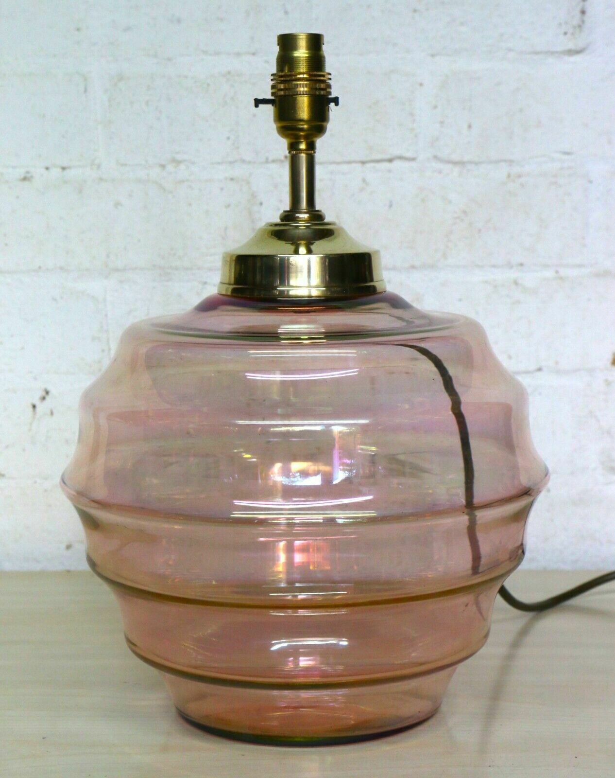 Antique Table Lamp Art Deco Lustre Pink Beehive Glass Lamp Early 20th Century photo buy