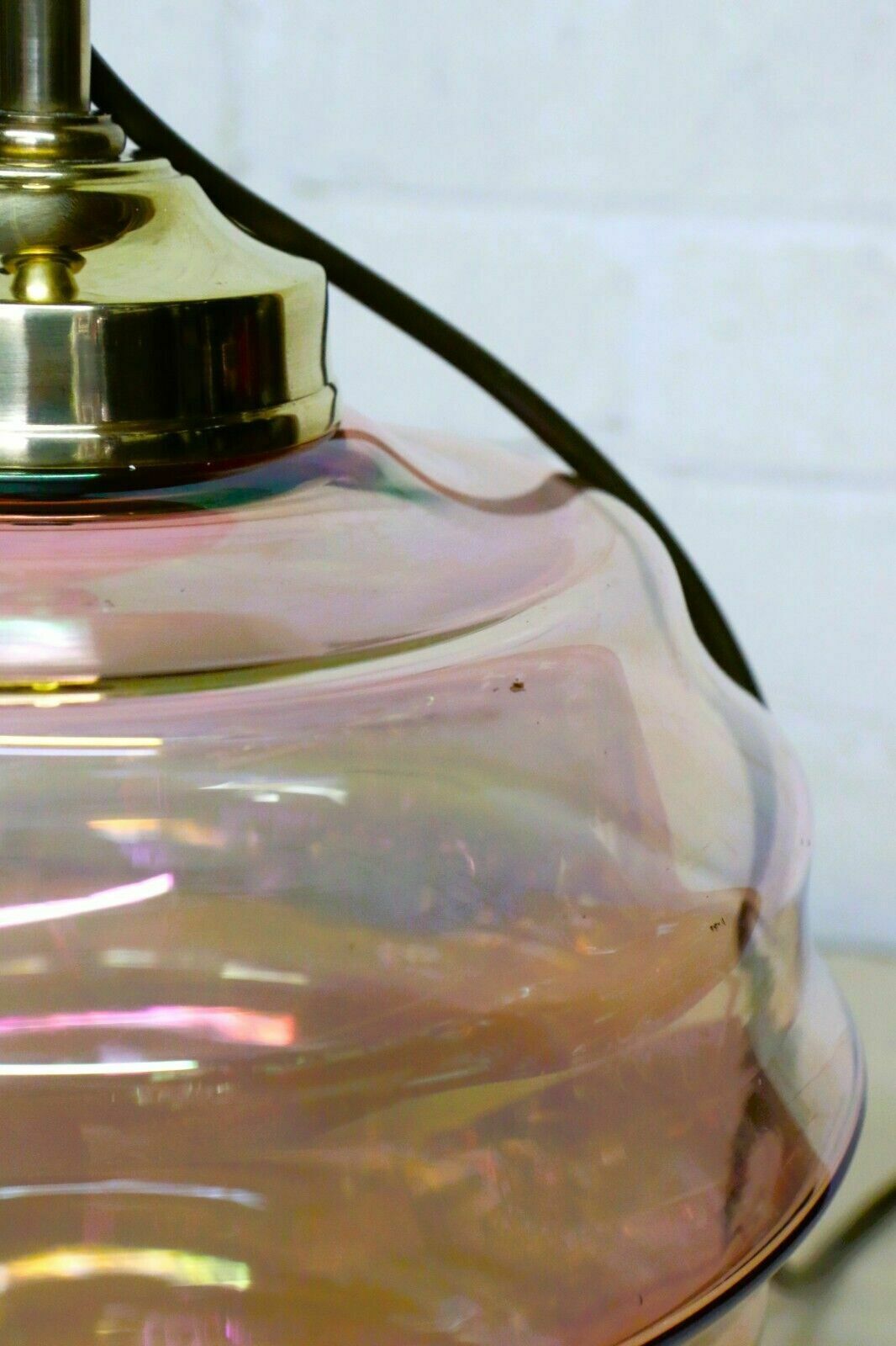 photo for sale Antique Table Lamp Art Deco Lustre Pink Beehive Glass Lamp Early 20th Century