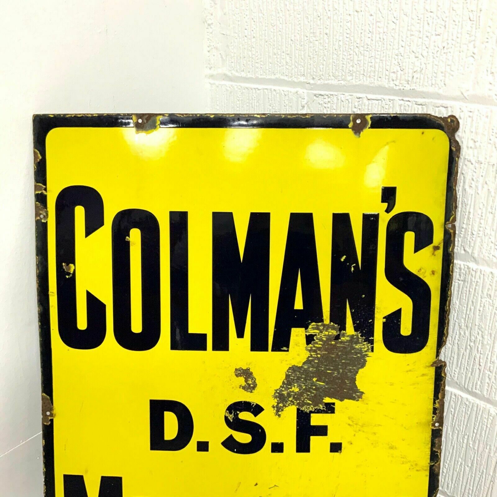 Antique Colemans Mustard Enamel Sign photo for sale