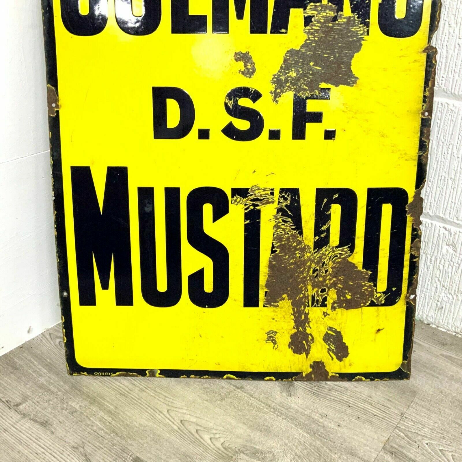 Antique Colemans Mustard Enamel Sign photo Home Decor