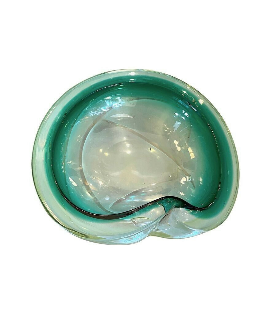 An Italian 1960s Green Murano Glass Ashtray photo vintage