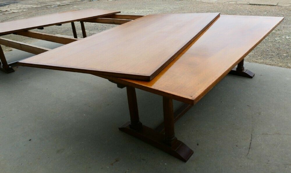30 Seater Oak Banqueting Table, Arts & Crafts Boardroom Table photo vinterior