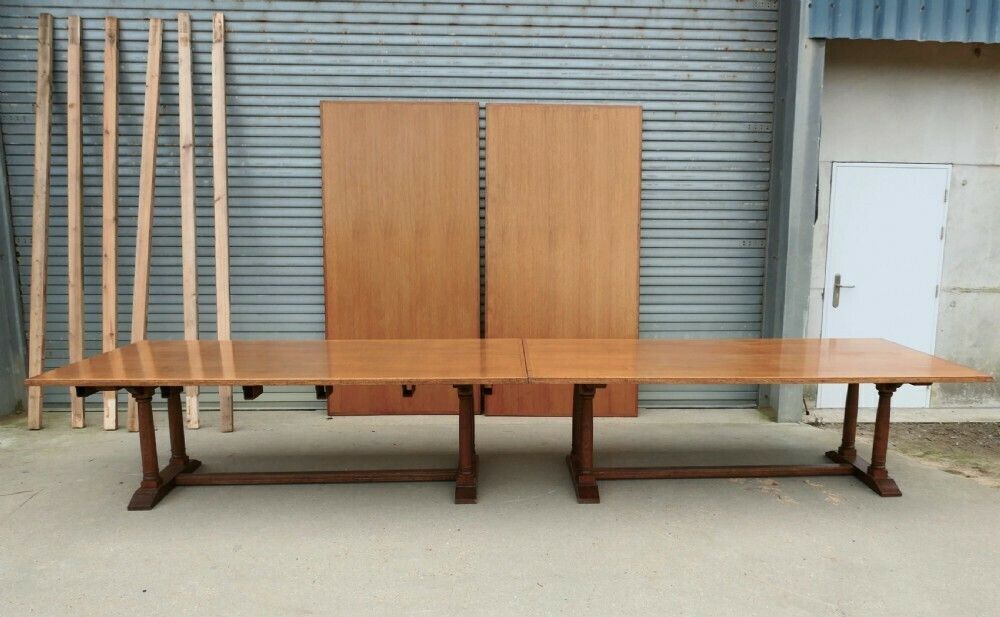 Furniture 30 Seater Oak Banqueting Table, Arts & Crafts Boardroom Table photo