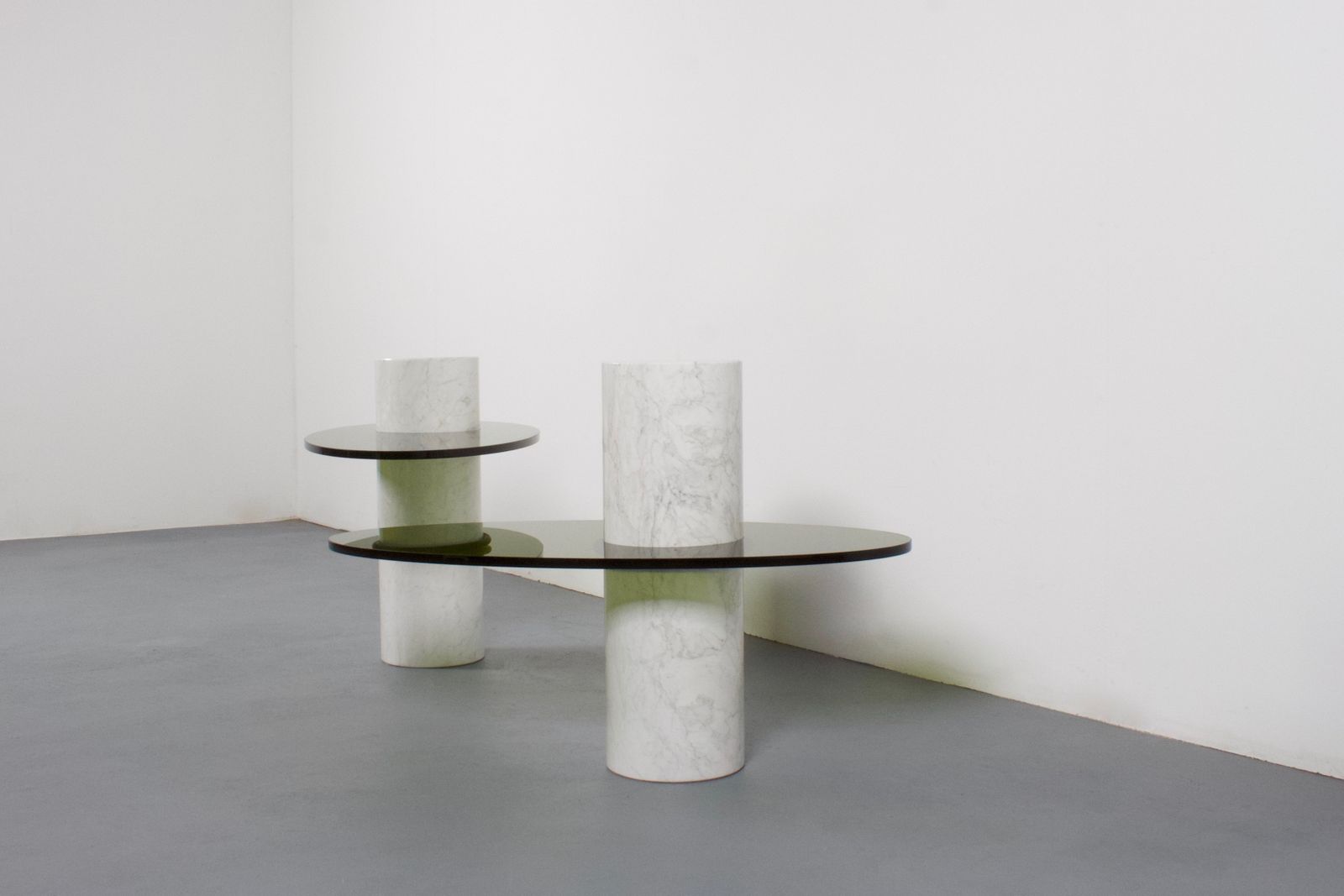 Set Of Impressive Italian Lucite And Marble Tables, 1970s photo for sale