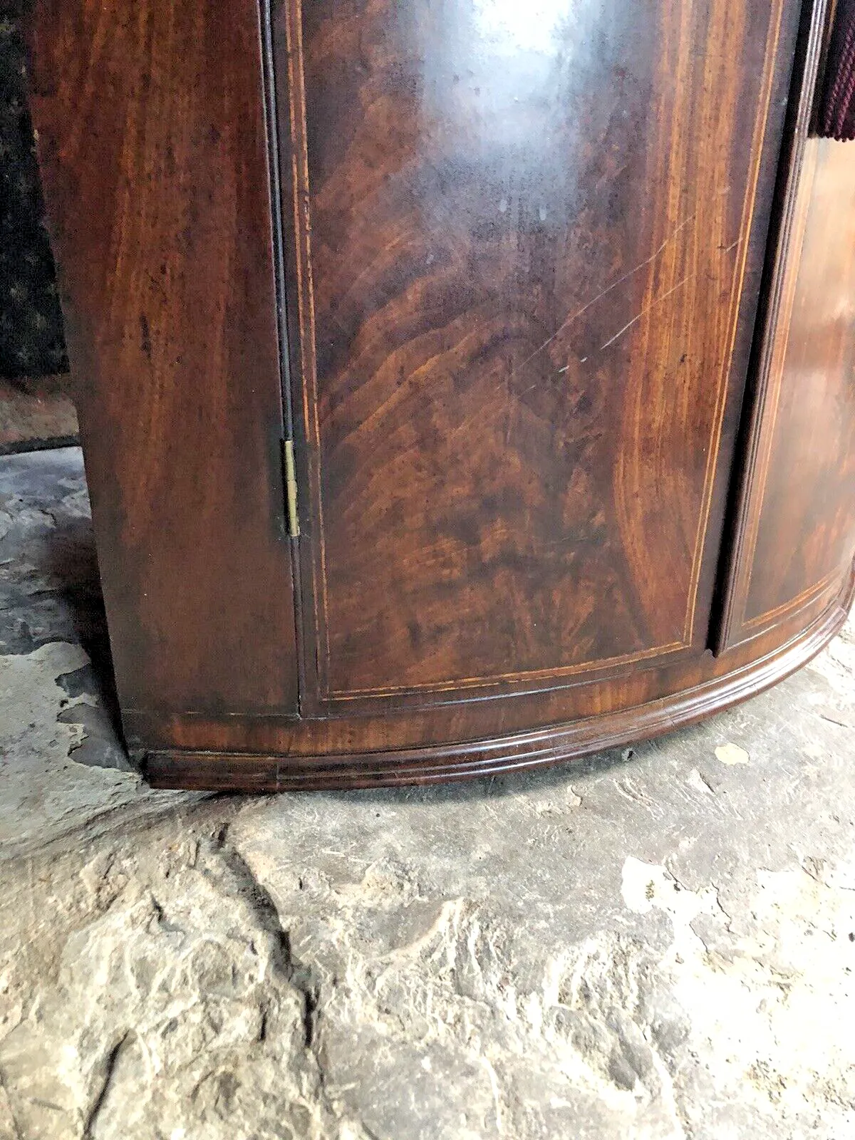 photo buy Fine Quality Antique Mahogany Tall Georgian Marquetry  Corner Cabinet W/Key