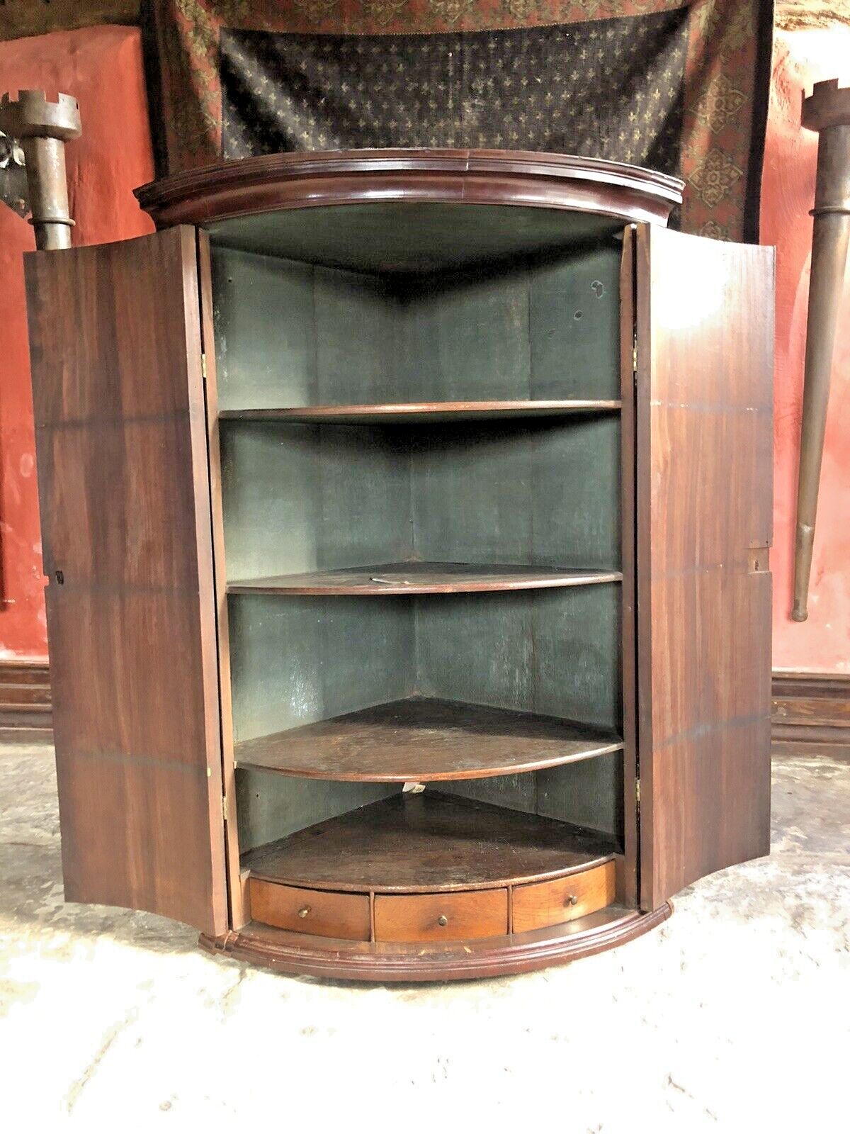 photo furniture Original Antique Mahogany Period Tall  Georgian Corner Cabinet