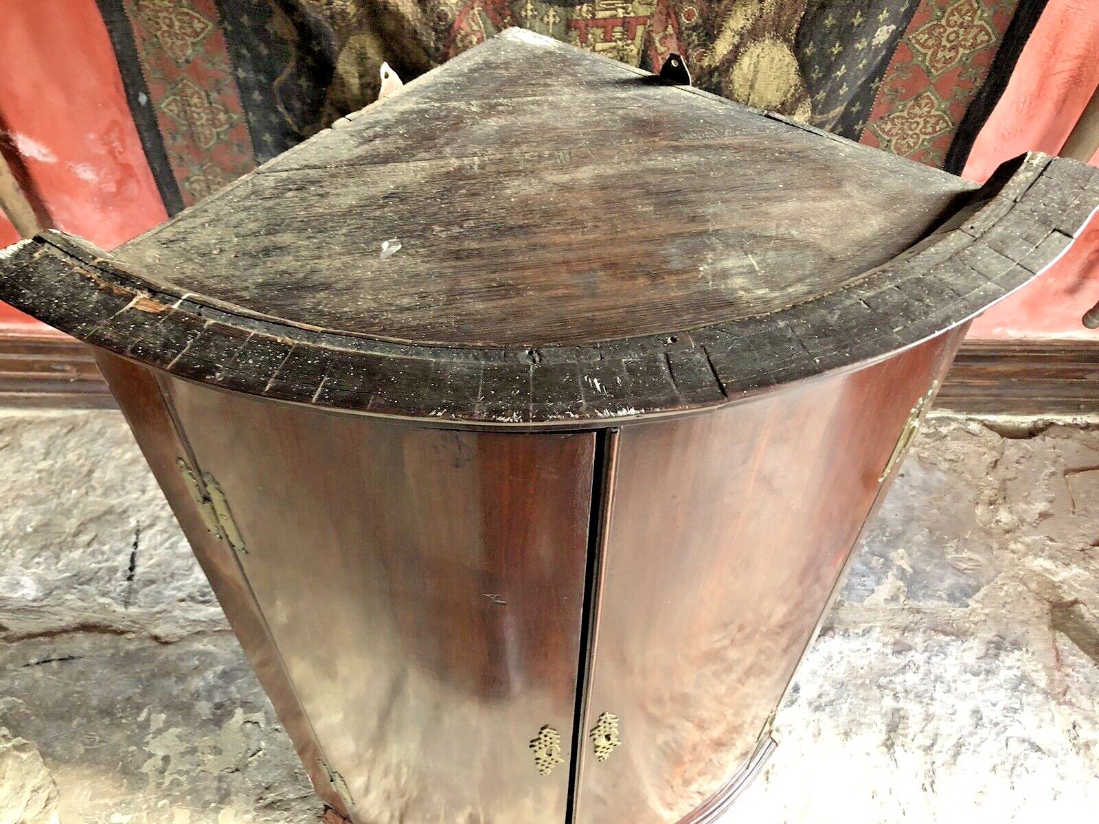 Furniture Original Antique Mahogany Period Tall  Georgian Corner Cabinet photo