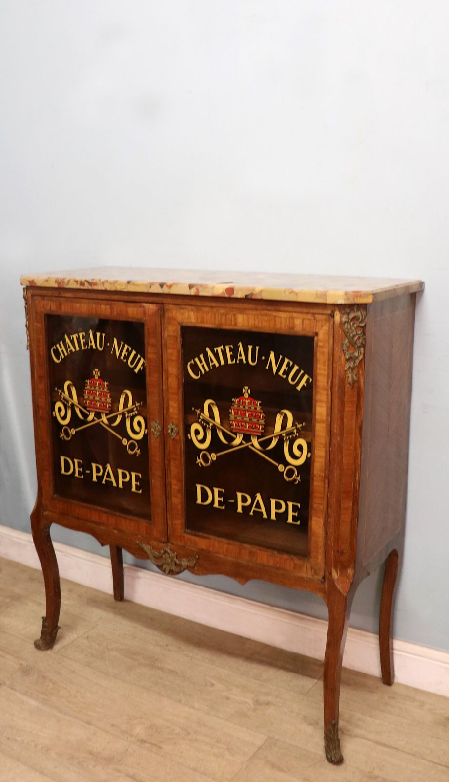 A Wonderful Early 20th Century French Glazed Display Cabinet, Later Hand Sign Written Rhone Valley Vineyards Of Chateauneuf Du Pape. photo for sale