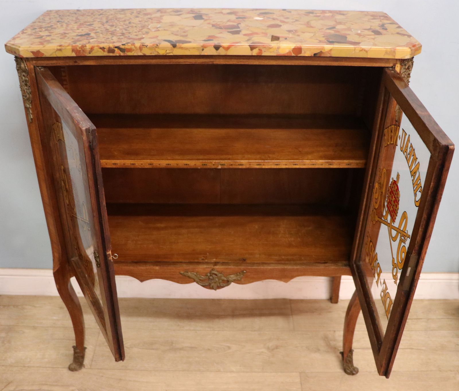 A Wonderful Early 20th Century French Glazed Display Cabinet, Later Hand Sign Written Rhone Valley Vineyards Of Chateauneuf Du Pape. photo Furniture