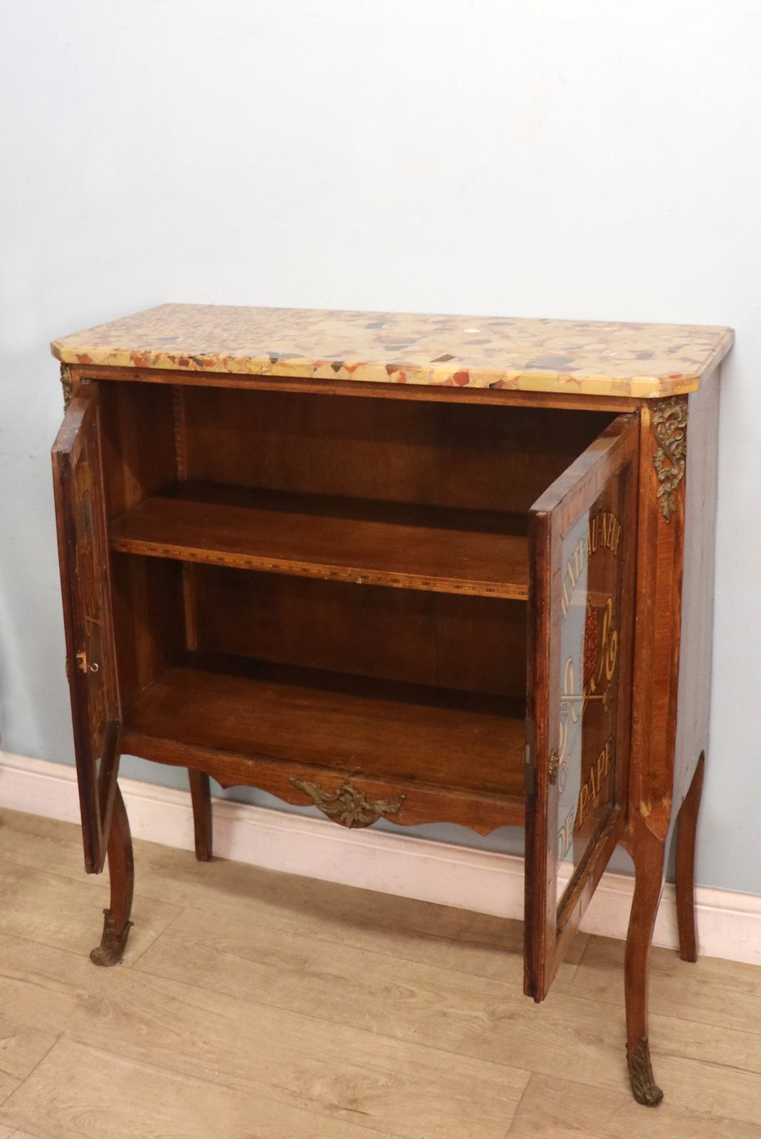A Wonderful Early 20th Century French Glazed Display Cabinet, Later Hand Sign Written Rhone Valley Vineyards Of Chateauneuf Du Pape. photo vintage