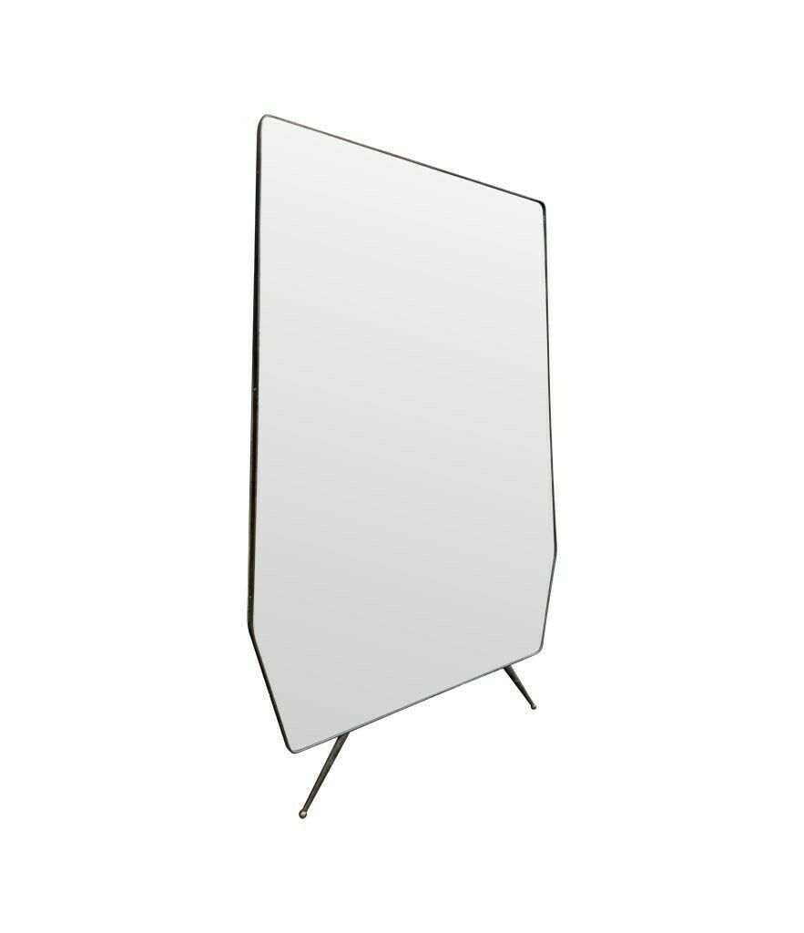 A Large Original Italian 1950s Full Length Brass Framed Mirror With Shaped Solid Brass Legs photo vintage