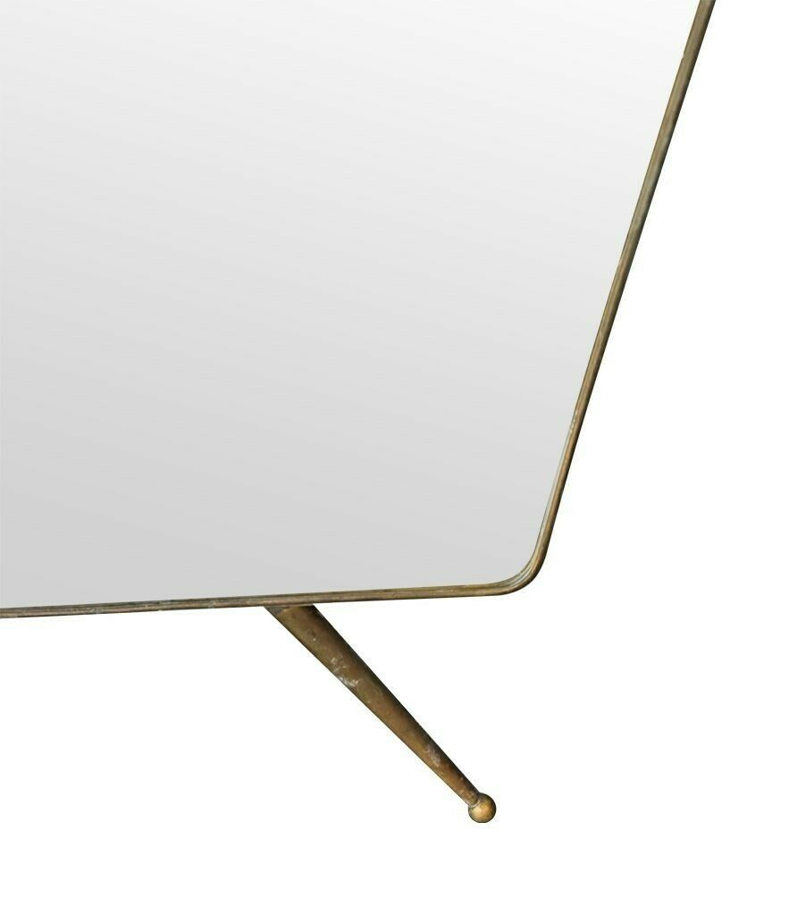 photo furniture A Large Original Italian 1950s Full Length Brass Framed Mirror With Shaped Solid Brass Legs
