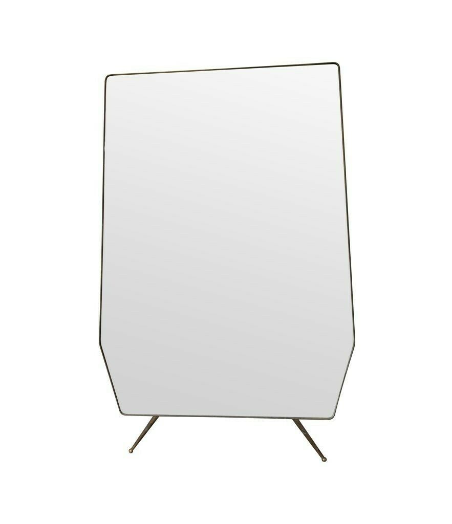 Home Decor A Large Original Italian 1950s Full Length Brass Framed Mirror With Shaped Solid Brass Legs photo