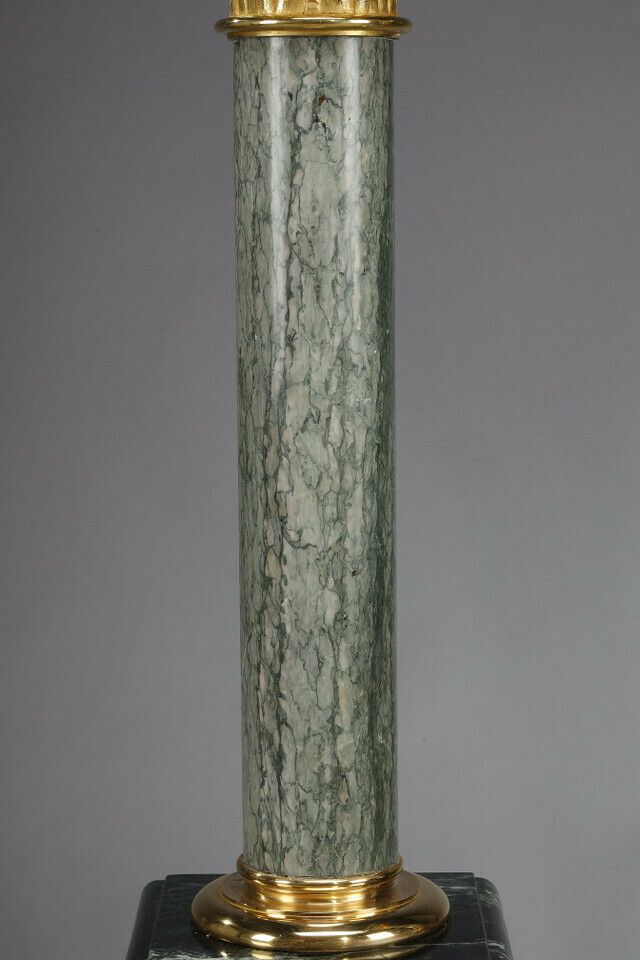 Home Decor 4 Columns In Green D'estours Marble And Gilded Bronze Corinthian Capital photo