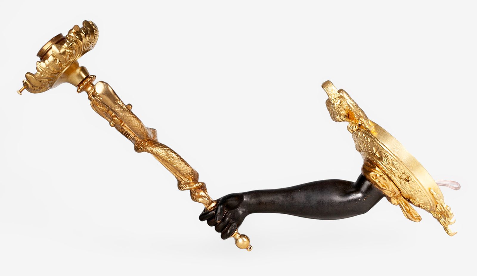 Pair Of Late 19th Century Empire Gilt Bronze Ormolu Wall Appliques Of Arms Holding Caduceus Staffs, France photo furniture