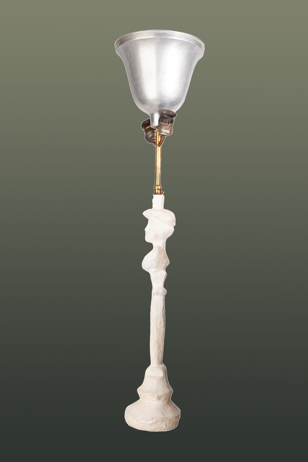 1940s Expressionist Plaster And Brass Sculptural Lamp 'Tête De Femme' Designed By Alberto Giacometti, France photo for sale
