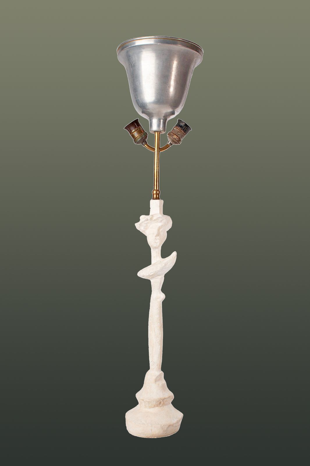 1940s Expressionist Plaster And Brass Sculptural Lamp 'Tête De Femme' Designed By Alberto Giacometti, France