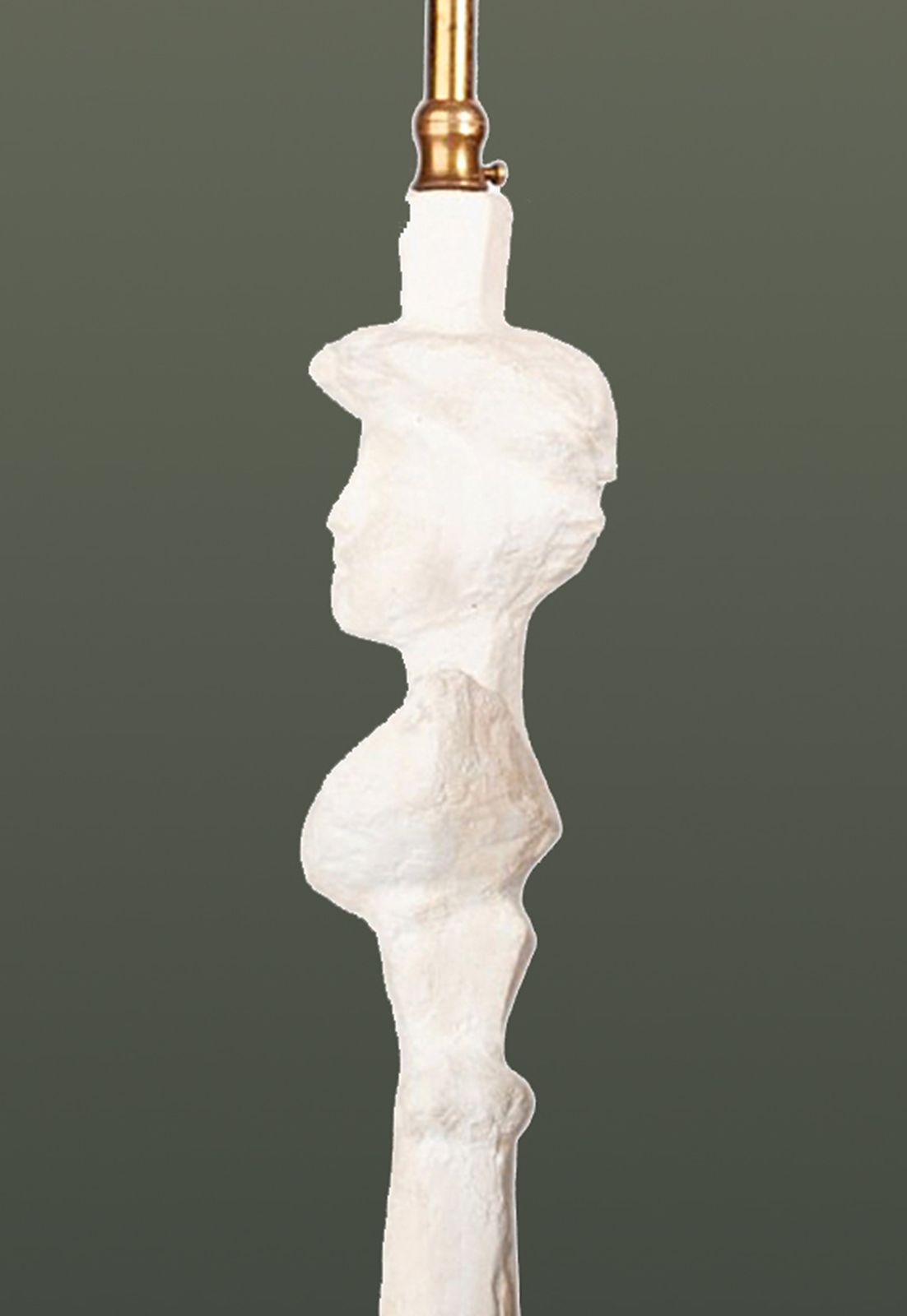 1940s Expressionist Plaster And Brass Sculptural Lamp 'Tête De Femme' Designed By Alberto Giacometti, France photo vintage